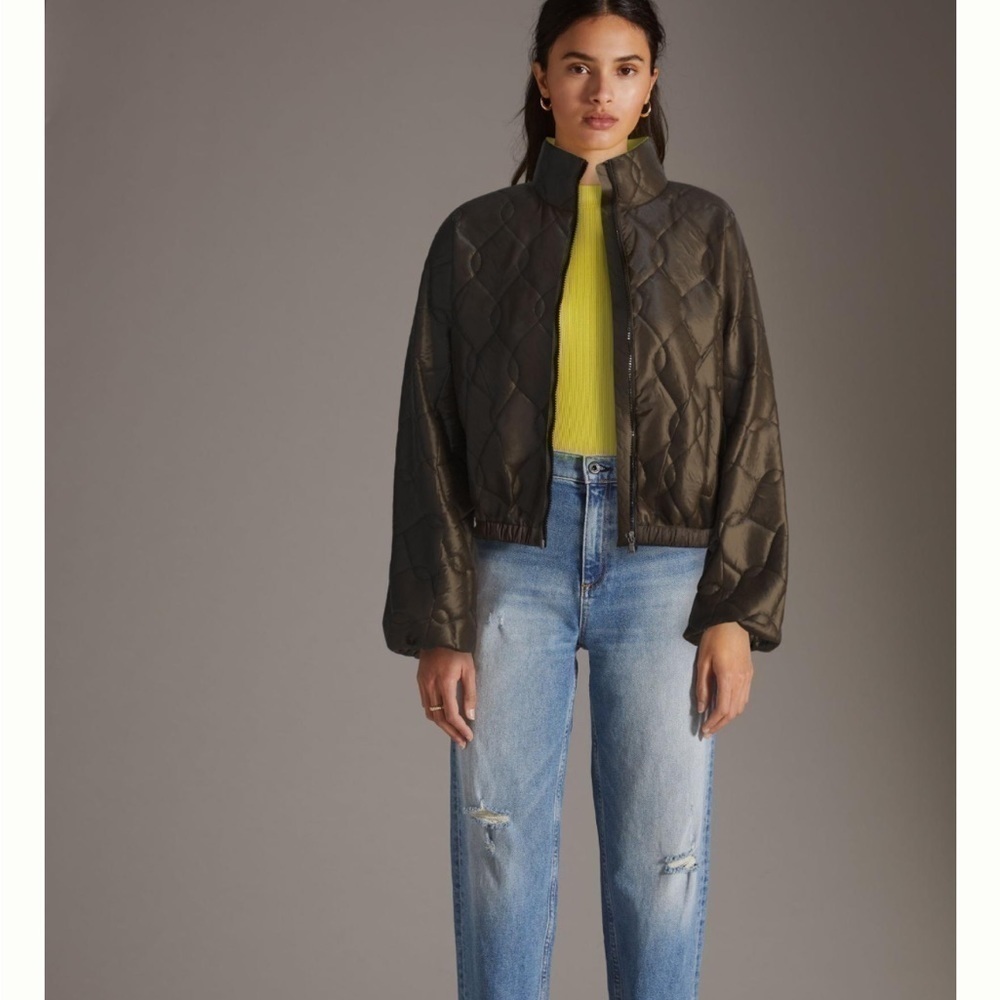 Anthropologie Pilcro Cropped Dolman Puffer in Khaki
